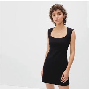 Everlane The 90's Mini Dress in Black Cotton Cap Sleeve Sz L